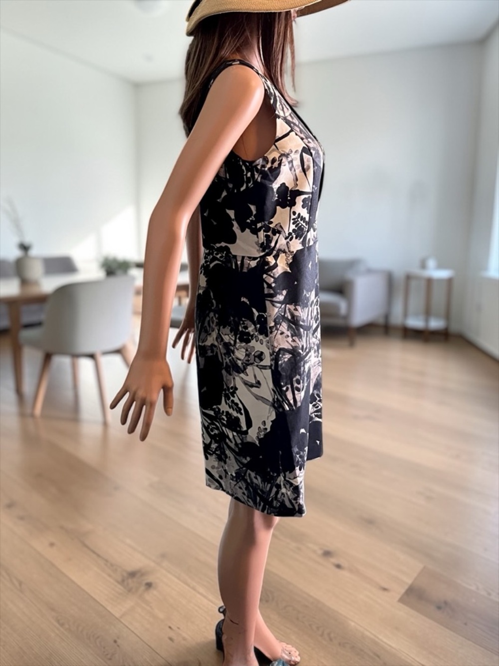 Ann Taylor Petite 8P Black White Floral Sheath Dress Cotton Silk - Picture 6 of 10